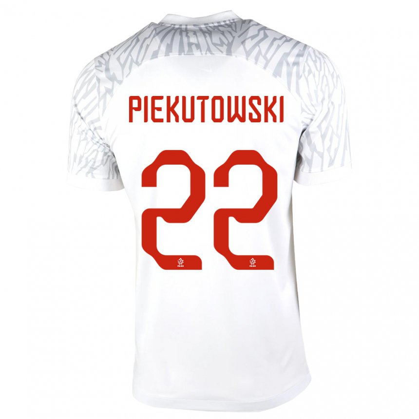 Herren Polnische Milosz Piekutowski #22 Weiß Heimtrikot Trikot 22-24 T-shirt Belgien