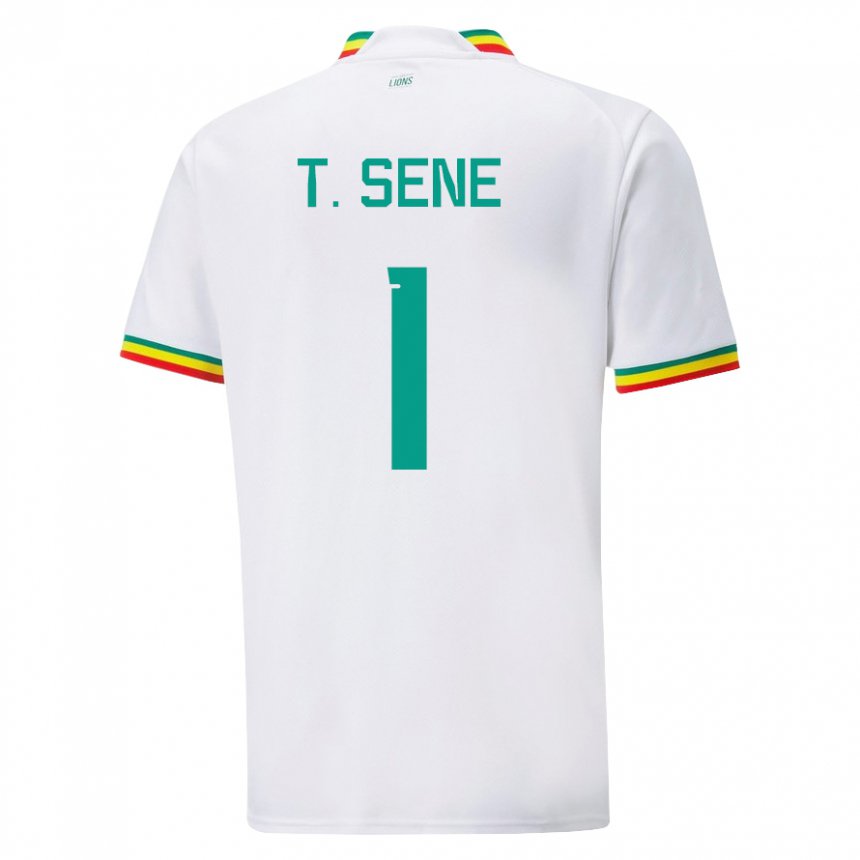 Homme Maillot Sénégal Thiaba Gueye Sene #1 Blanc Tenues Domicile 22-24 T-shirt Belgique