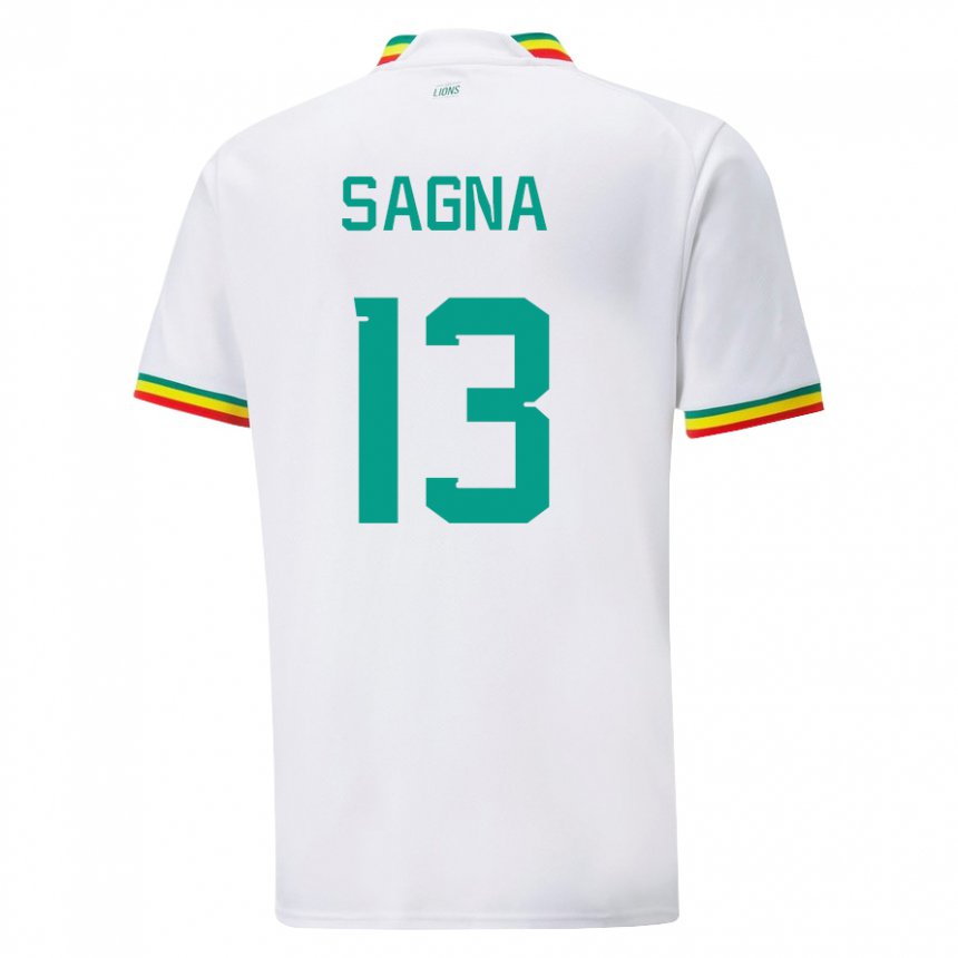 Homme Maillot Sénégal Jeannette Sagna #13 Blanc Tenues Domicile 22-24 T-shirt Belgique