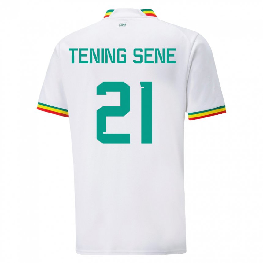 Homme Maillot Sénégal Tening Sene #21 Blanc Tenues Domicile 22-24 T-shirt Belgique