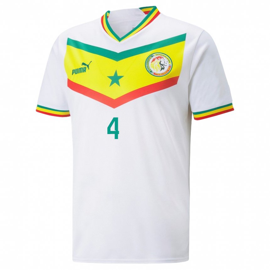 Herren Senegalesische Cavin Diagne #4 Weiß Heimtrikot Trikot 22-24 T-shirt Belgien