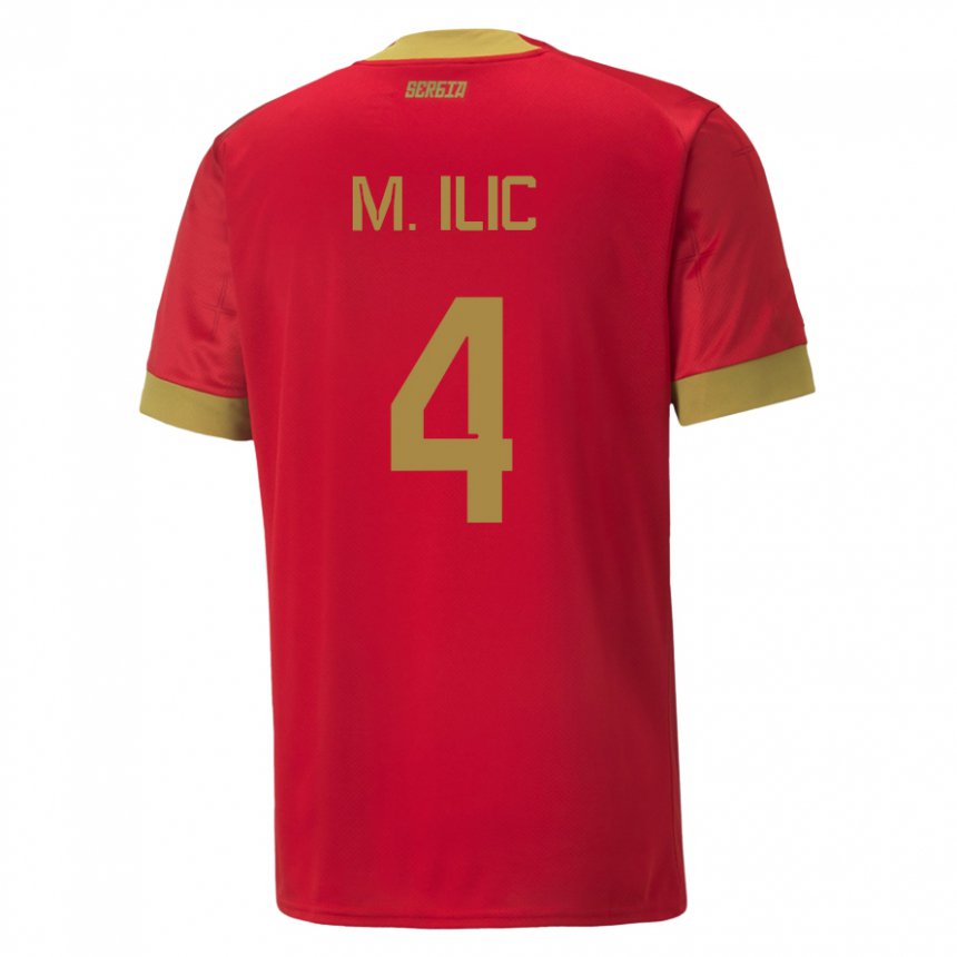 Herren Serbische Marija Ilic #4 Rot Heimtrikot Trikot 22-24 T-shirt Belgien