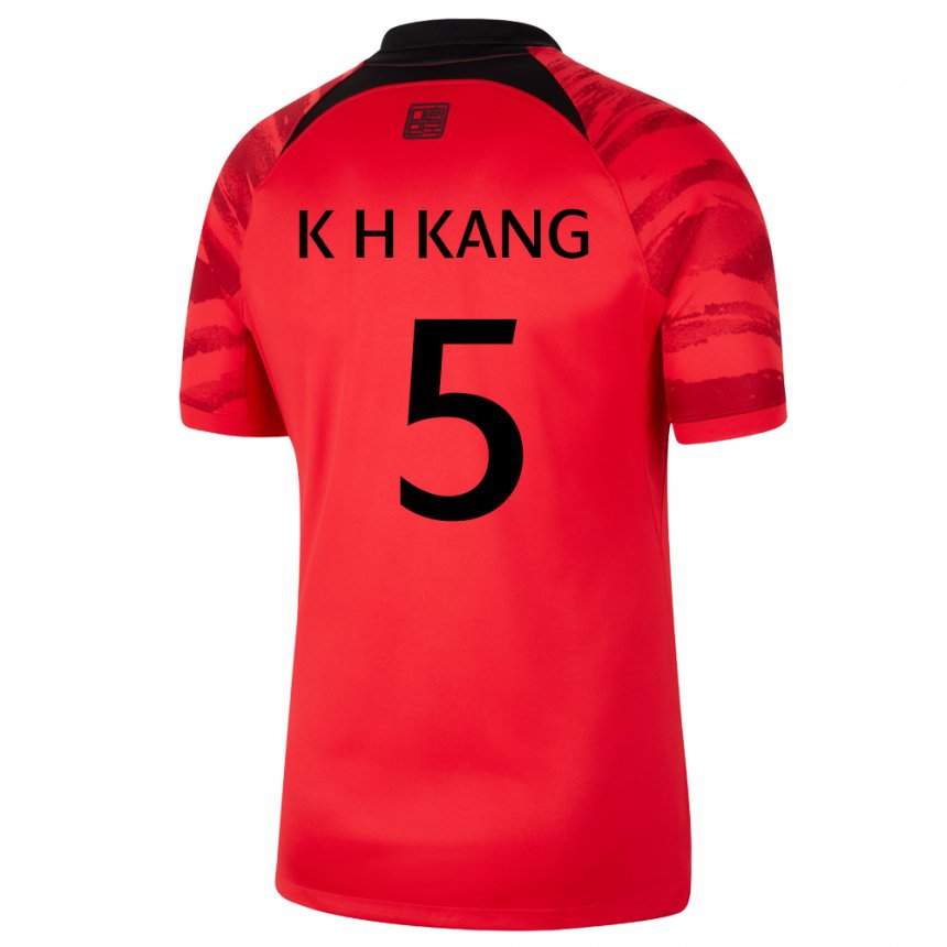Herren Südkoreanische Kang Kyo Hun #5 Rot Schwarz Heimtrikot Trikot 22-24 T-shirt Belgien