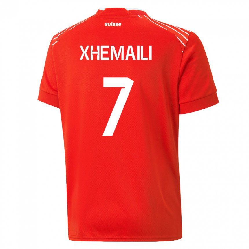Herren Schweizer Riola Xhemaili #7 Rot Heimtrikot Trikot 22-24 T-shirt Belgien