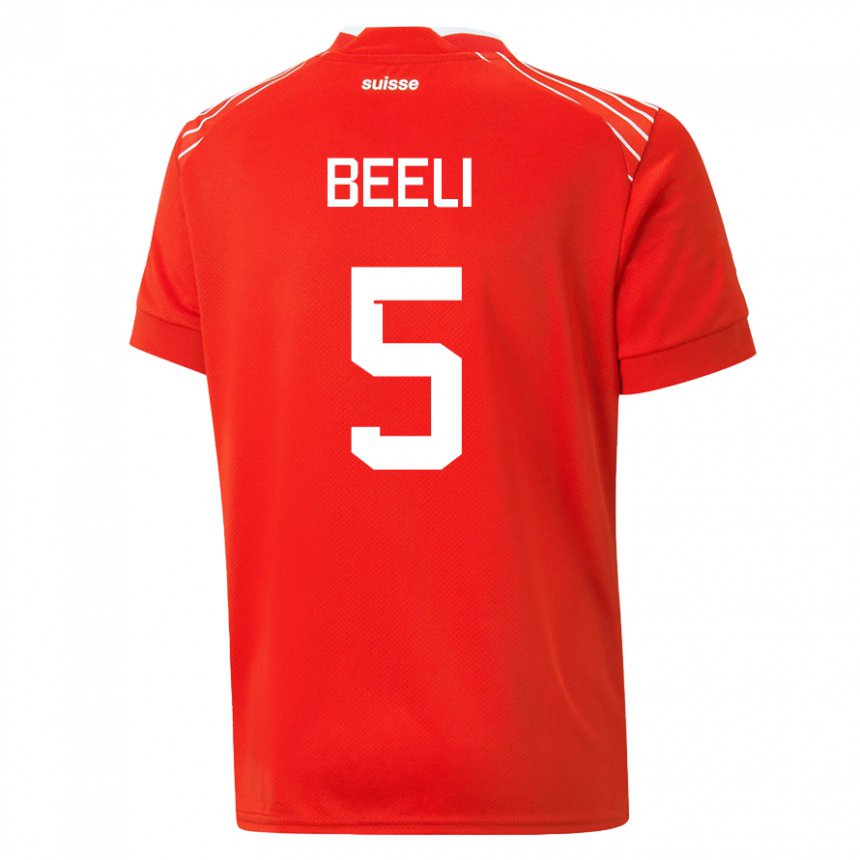 Herren Schweizer Mischa Beeli #5 Rot Heimtrikot Trikot 22-24 T-shirt Belgien