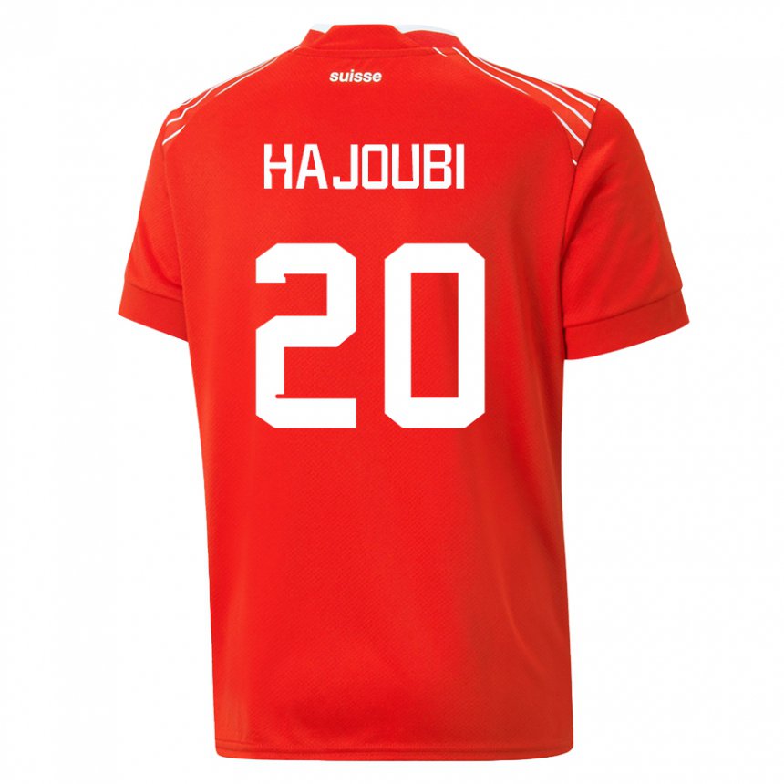 Homme Maillot Suisse Amin Hajoubi #20 Rouge Tenues Domicile 22-24 T-shirt Belgique