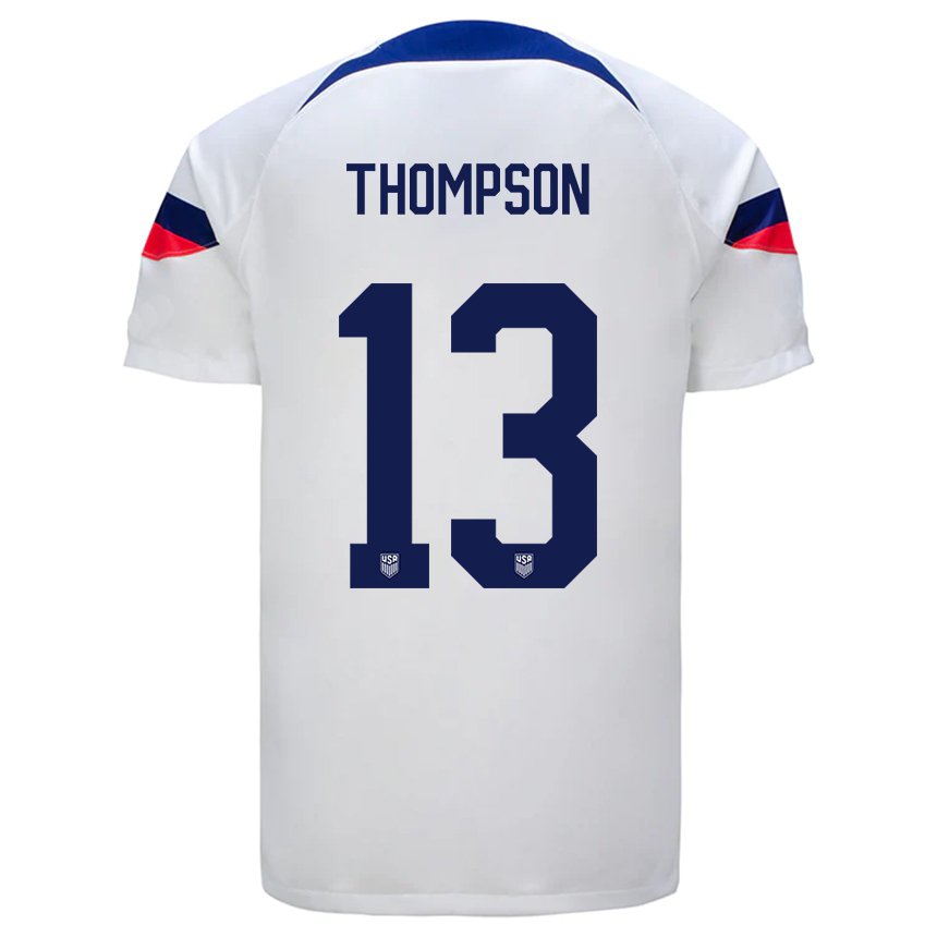 Homme Maillot États-unis Alyssa Thompson #13 Blanc Tenues Domicile 22-24 T-shirt Belgique