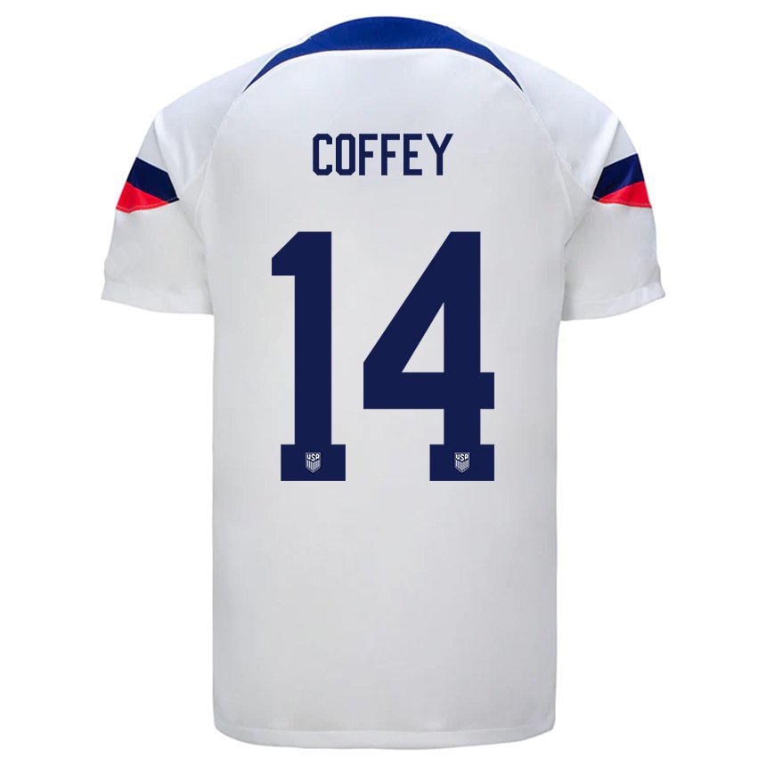 Herren Us-amerikanische Sam Coffey #14 Weiß Heimtrikot Trikot 22-24 T-shirt Belgien