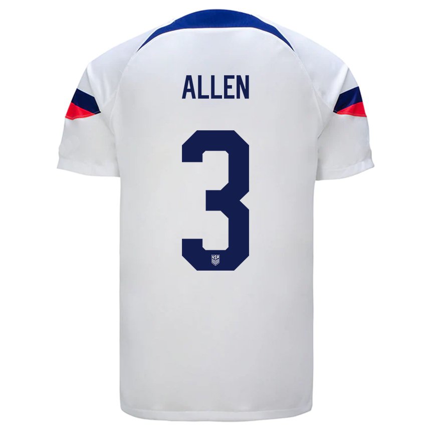 Herren Us-amerikanische Noah Allen #3 Weiß Heimtrikot Trikot 22-24 T-shirt Belgien