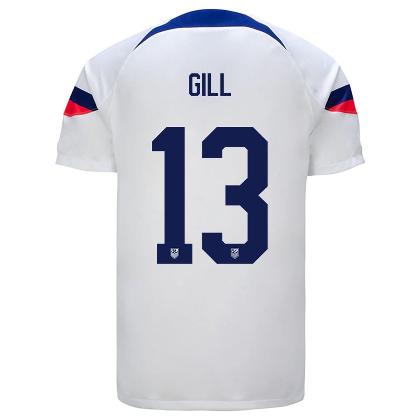 Herren Us-amerikanische Adrian Gill #13 Weiß Heimtrikot Trikot 22-24 T-shirt Belgien