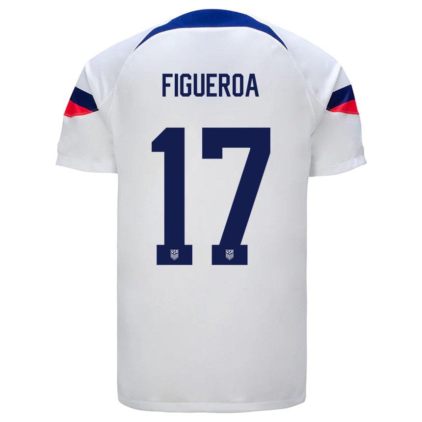 Homme Maillot États-unis Keyrol Figueroa #17 Blanc Tenues Domicile 22-24 T-shirt Belgique