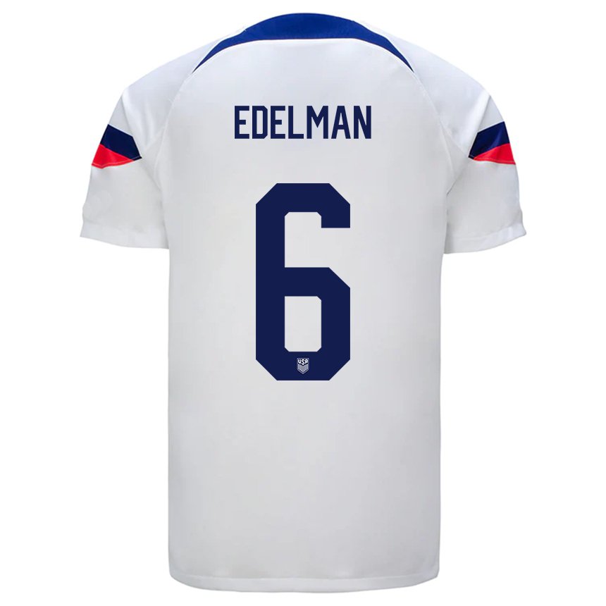 Herren Us-amerikanische Daniel Edelman #6 Weiß Heimtrikot Trikot 22-24 T-shirt Belgien