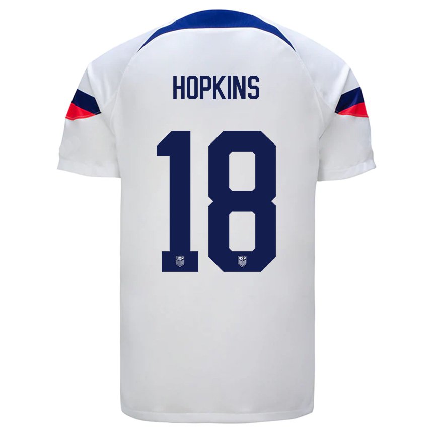 Herren Us-amerikanische Jackson Hopkins #18 Weiß Heimtrikot Trikot 22-24 T-shirt Belgien