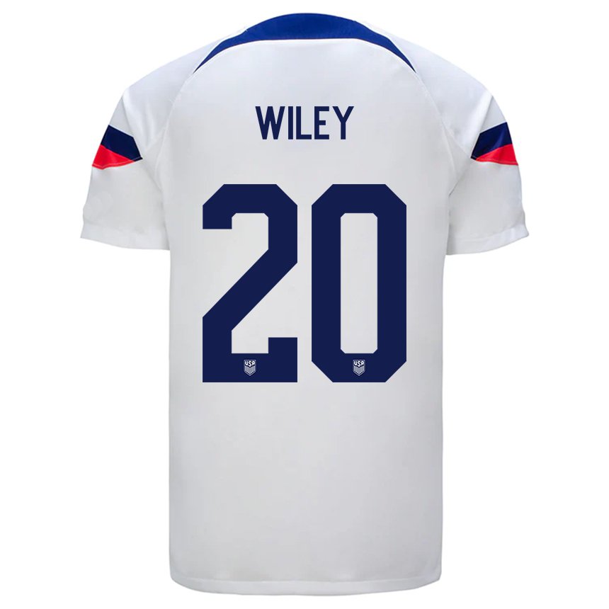 Herren Us-amerikanische Caleb Wiley #20 Weiß Heimtrikot Trikot 22-24 T-shirt Belgien