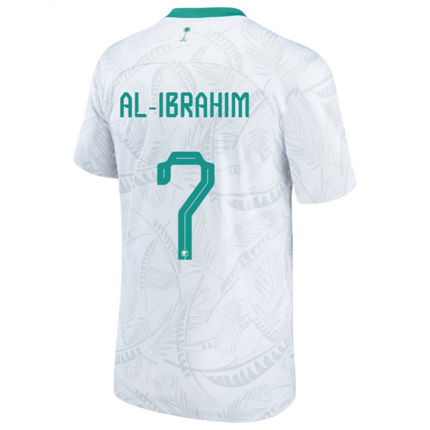 Homme Maillot Arabie Saoudite Noura Al Ibrahim #7 Blanc Tenues Domicile 22-24 T-shirt Belgique