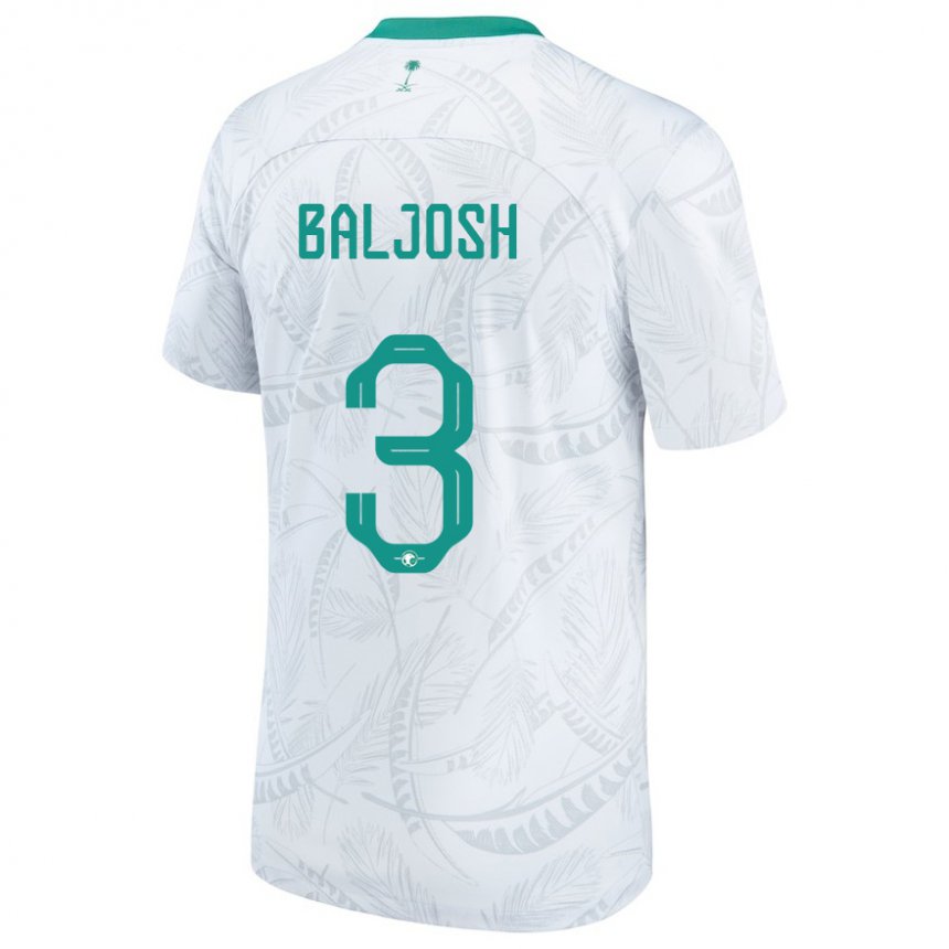Homme Maillot Arabie Saoudite Turki Baljosh #3 Blanc Tenues Domicile 22-24 T-shirt Belgique