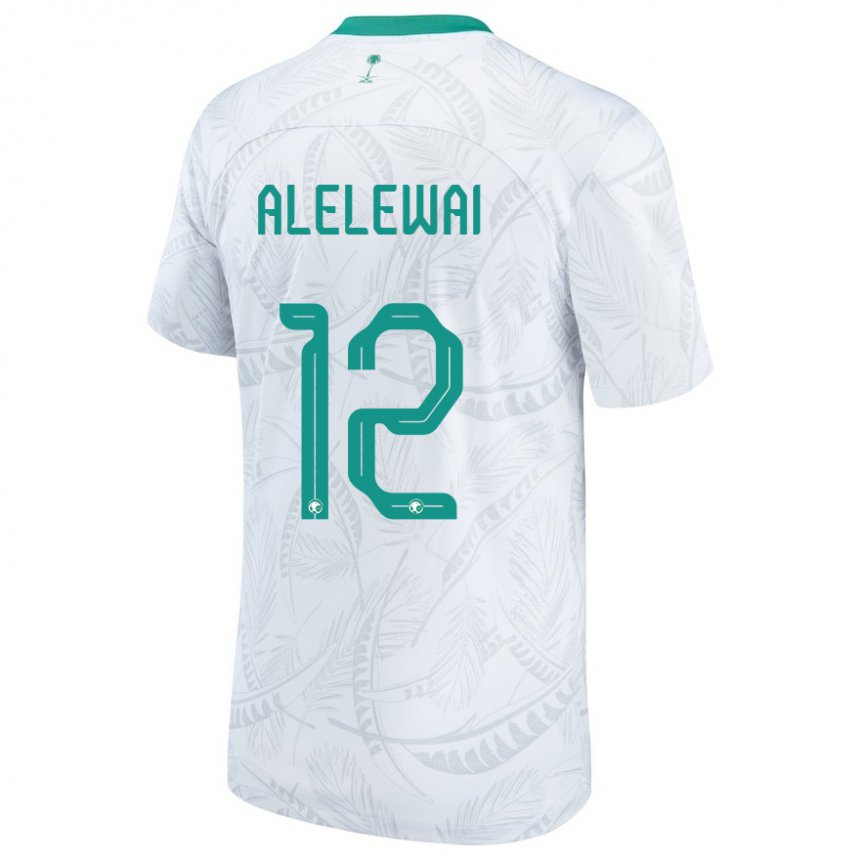 Homme Maillot Arabie Saoudite Abdulaziz Alelewai #12 Blanc Tenues Domicile 22-24 T-shirt Belgique