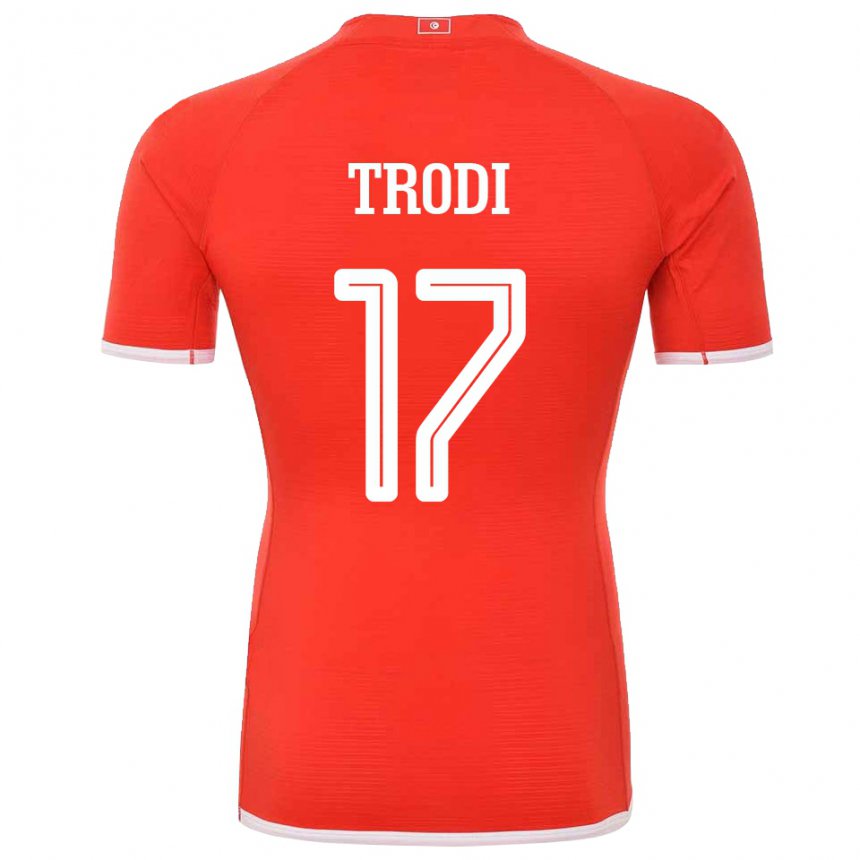 Homme Maillot Tunisie Imen Trodi #17 Rouge Tenues Domicile 22-24 T-shirt Belgique