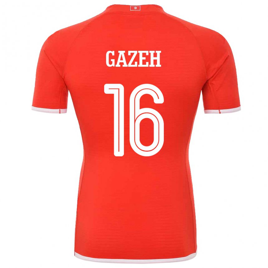 Homme Maillot Tunisie Raed Gazeh #16 Rouge Tenues Domicile 22-24 T-shirt Belgique