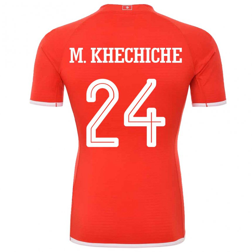 Herren Tunesische Mohamed Amine Khechiche #24 Rot Heimtrikot Trikot 22-24 T-shirt Belgien