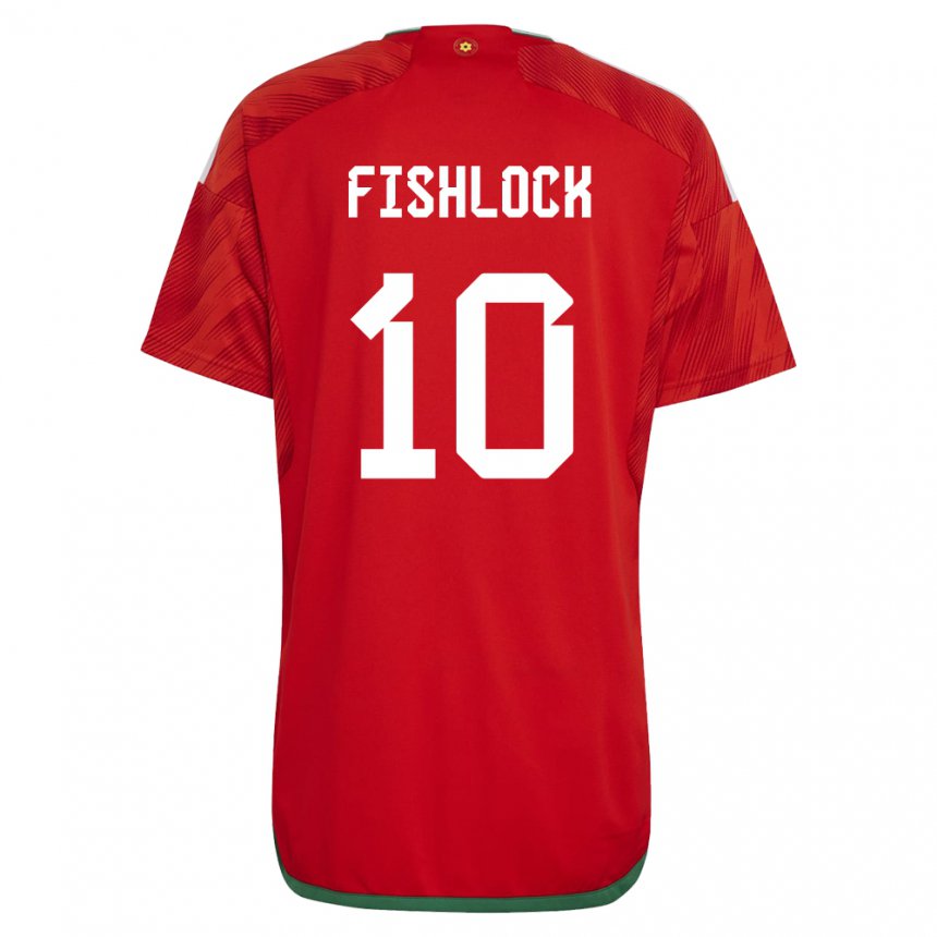 Heren Welsh Jessica Fishlock #10 Rood Thuisshirt Thuistenue 22-24 T-shirt België