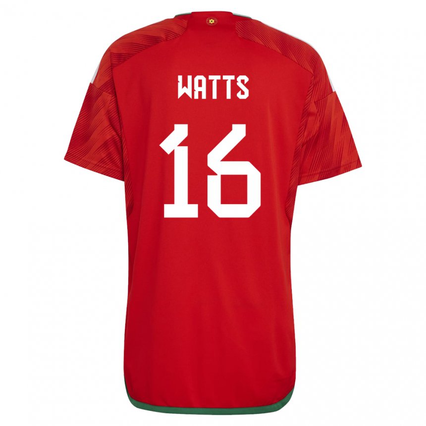 Herren Walisische Daniel Watts #16 Rot Heimtrikot Trikot 22-24 T-shirt Belgien