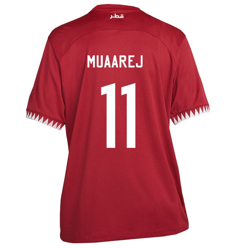 Herren Katarische Mooza Muaarej #11 Kastanienbraun Heimtrikot Trikot 22-24 T-shirt Belgien