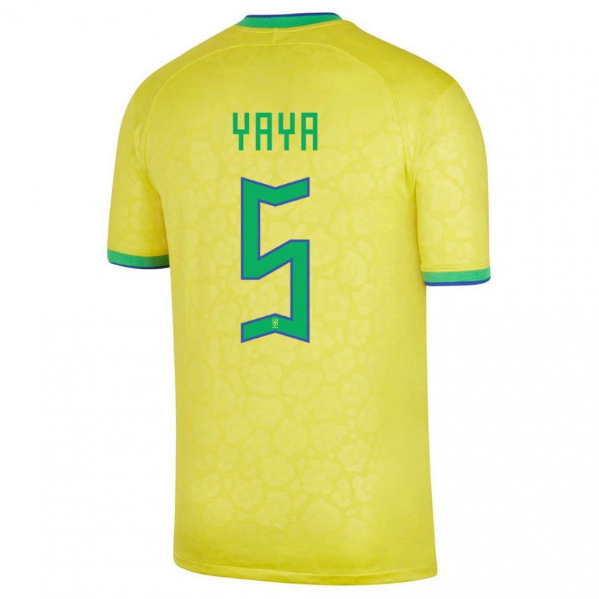 Herren Brasilianische Yaya #5 Gelb Heimtrikot Trikot 22-24 T-shirt Belgien