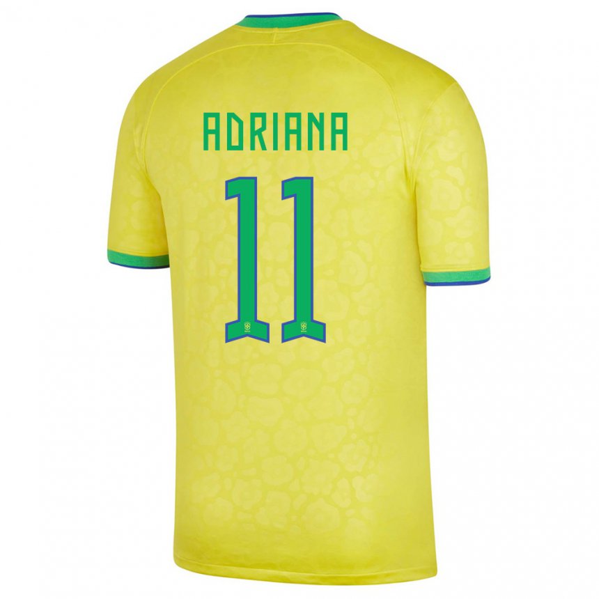 Homme Maillot Brésil Adriana #11 Jaune Tenues Domicile 22-24 T-shirt Belgique