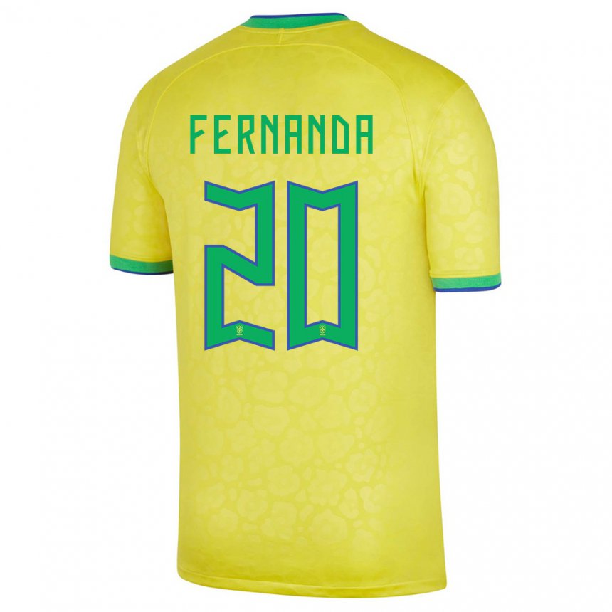 Homme Maillot Brésil Fernanda Palermo #20 Jaune Tenues Domicile 22-24 T-shirt Belgique