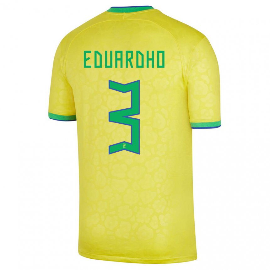 Herren Brasilianische Eduardho #3 Gelb Heimtrikot Trikot 22-24 T-shirt Belgien