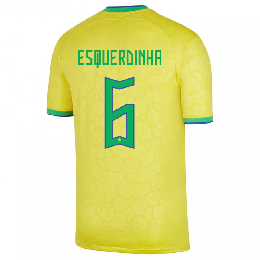 Herren Brasilianische Esquerdinha #6 Gelb Heimtrikot Trikot 22-24 T-shirt Belgien