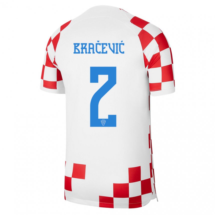 Herren Kroatische Petra Bracevic #2 Rot-weiss Heimtrikot Trikot 22-24 T-shirt Belgien