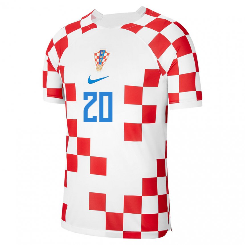 Herren Kroatische Dion Drena Beljo #20 Rot-weiss Heimtrikot Trikot 22-24 T-shirt Belgien