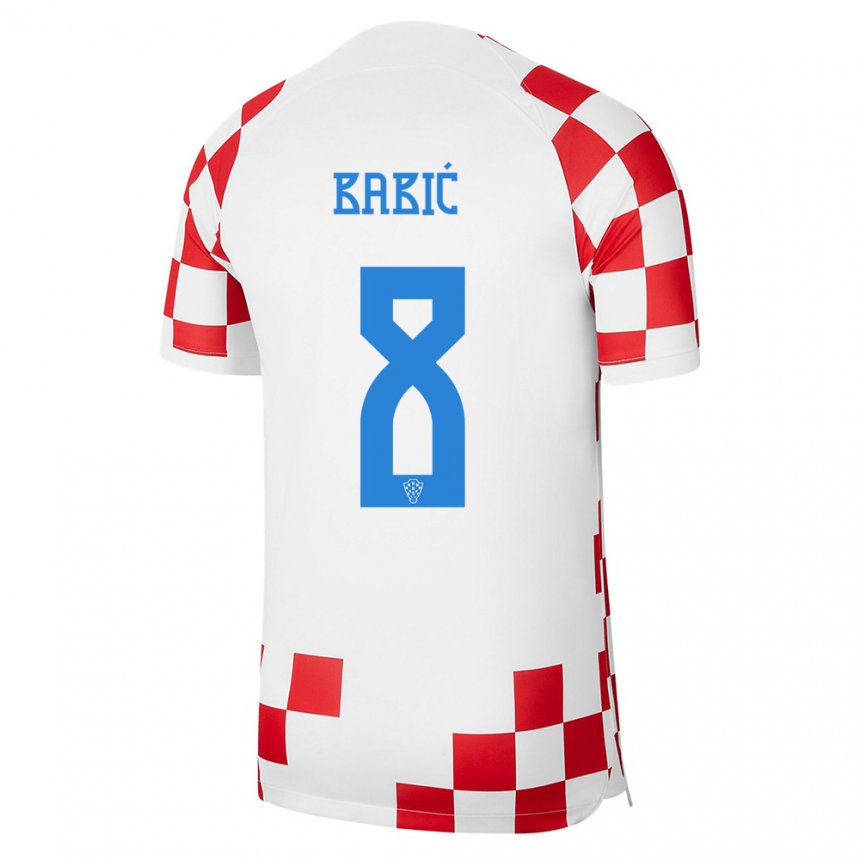 Herren Kroatische Andro Babic #8 Rot-weiss Heimtrikot Trikot 22-24 T-shirt Belgien
