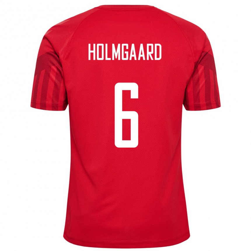 Homme Maillot Danemark Karen Holmgaard #6 Rouge Tenues Domicile 22-24 T-shirt Belgique