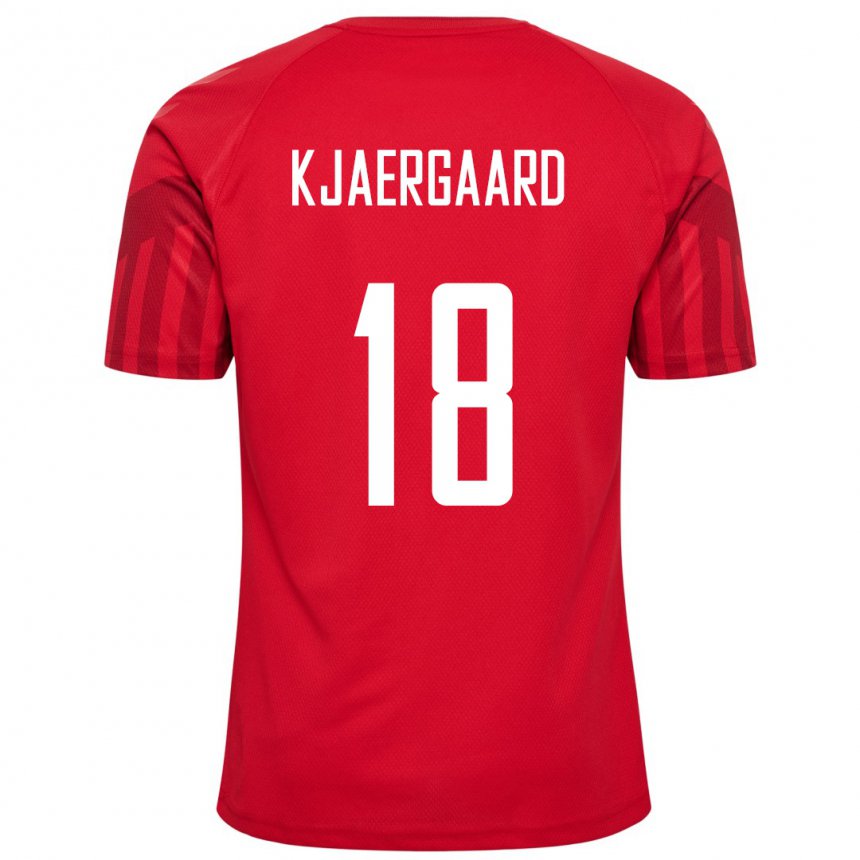 Homme Maillot Danemark Maurits Kjaergaard #18 Rouge Tenues Domicile 22-24 T-shirt Belgique
