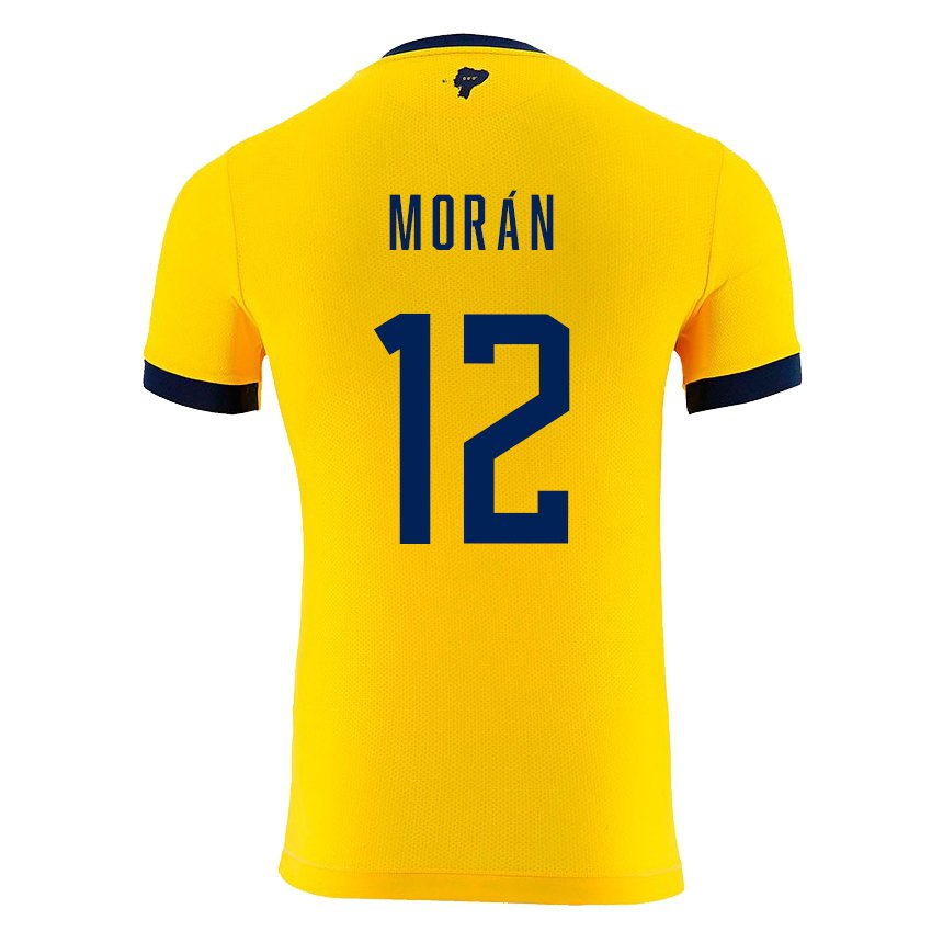 Herren Ecuadorianische Andrea Moran #12 Gelb Heimtrikot Trikot 22-24 T-shirt Belgien