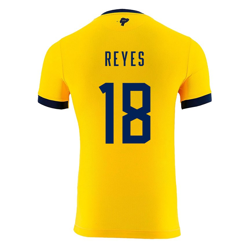 Herren Ecuadorianische Ashley Reyes #18 Gelb Heimtrikot Trikot 22-24 T-shirt Belgien