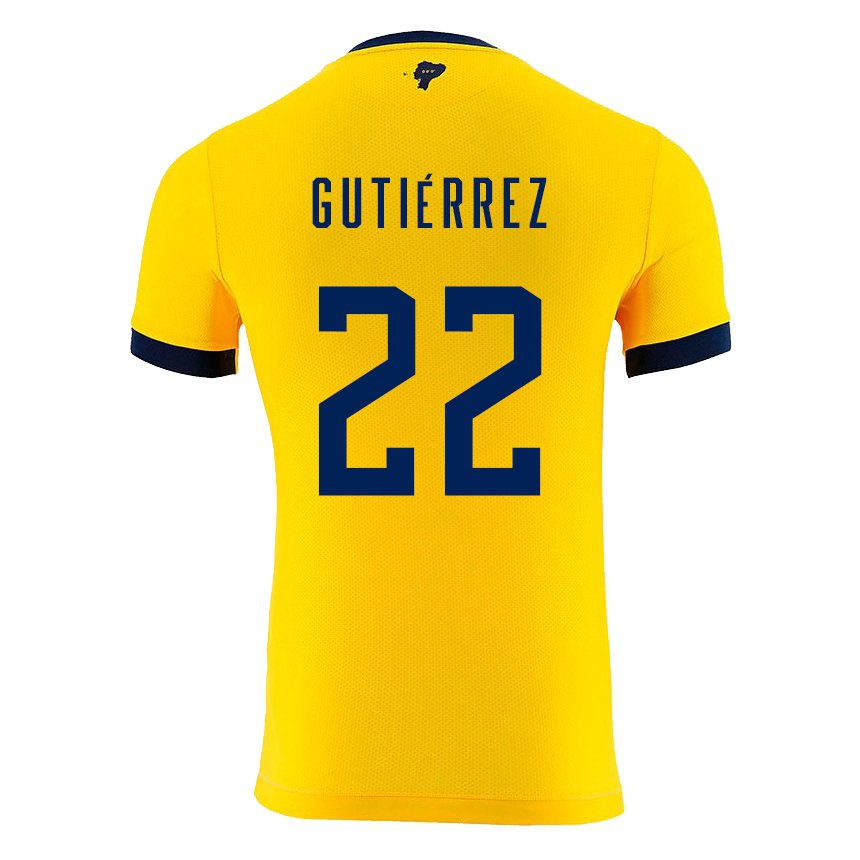Homme Maillot Équateur Melanie Gutierrez #22 Jaune Tenues Domicile 22-24 T-shirt Belgique