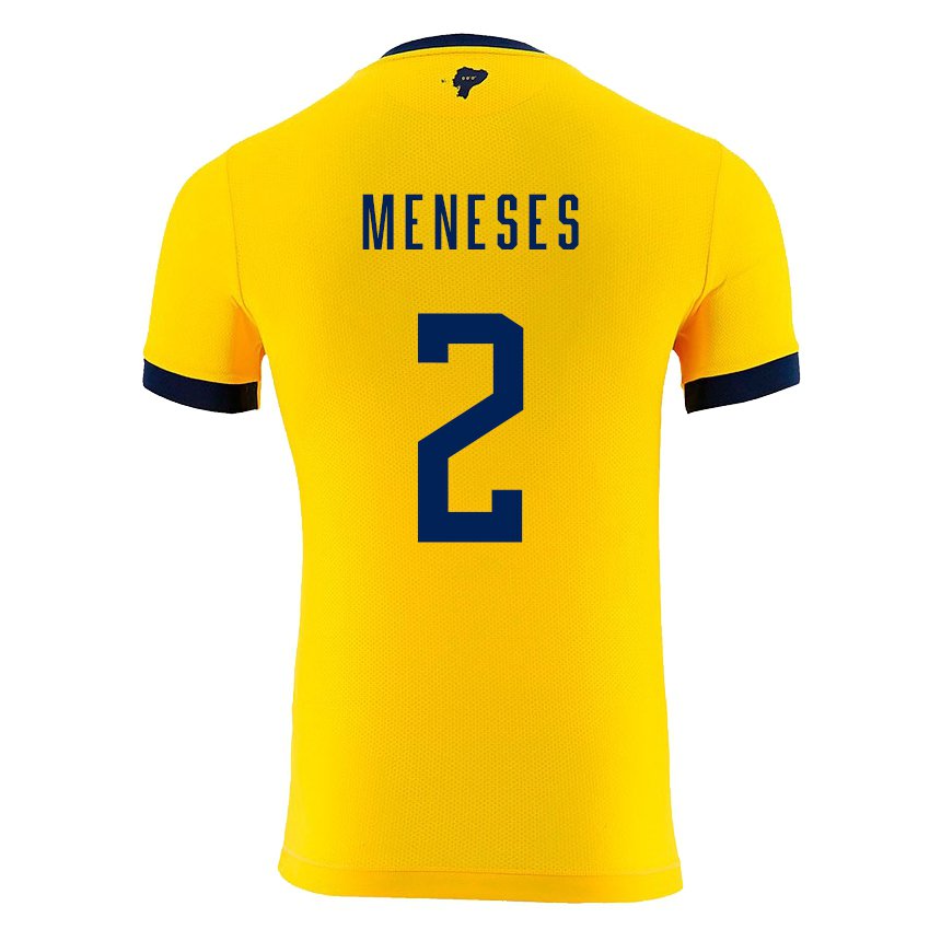 Herren Ecuadorianische Randy Meneses #2 Gelb Heimtrikot Trikot 22-24 T-shirt Belgien