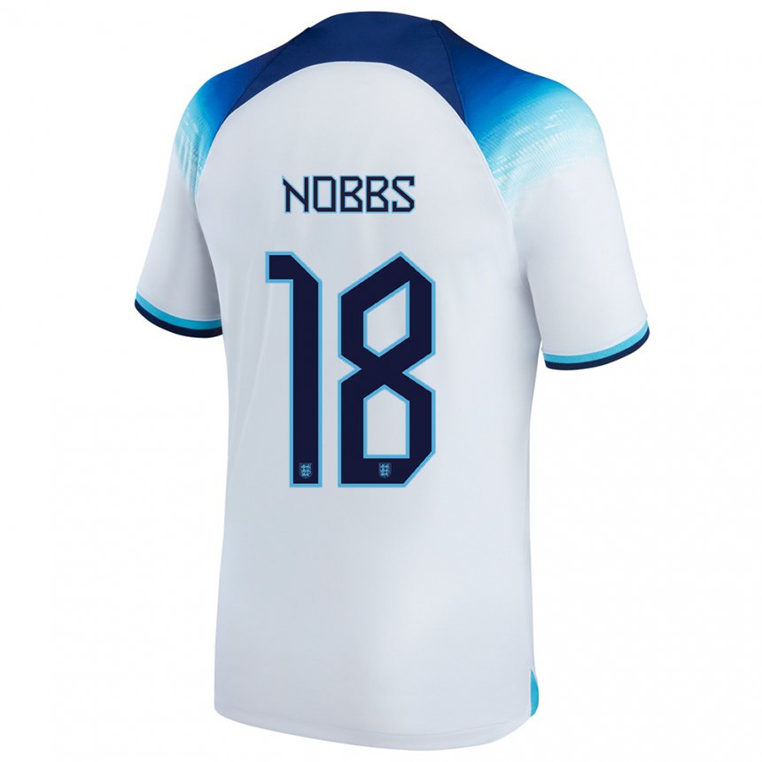Herren Englische Jordan Nobbs #18 Weiß Blau Heimtrikot Trikot 22-24 T-shirt Belgien