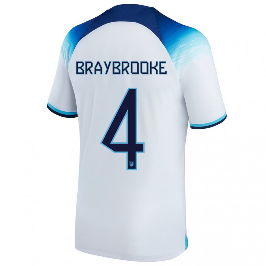 Herren Englische Samuel Braybrooke #4 Weiß Blau Heimtrikot Trikot 22-24 T-shirt Belgien