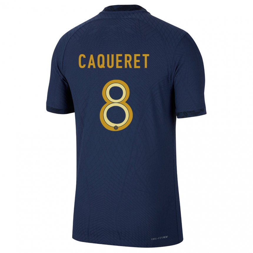 Herren Französische Maxence Caqueret #8 Marineblau Heimtrikot Trikot 22-24 T-shirt Belgien