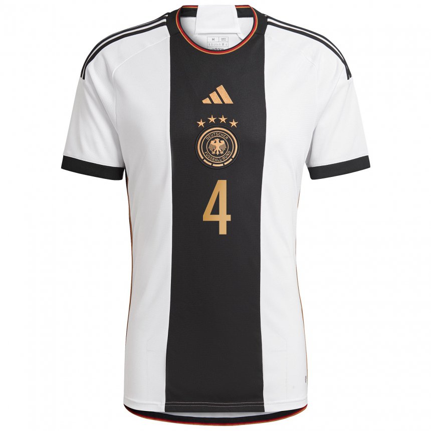 Herren Deutsche Sophia Kleinherne #4 Weiß Schwarz Heimtrikot Trikot 22-24 T-shirt Belgien