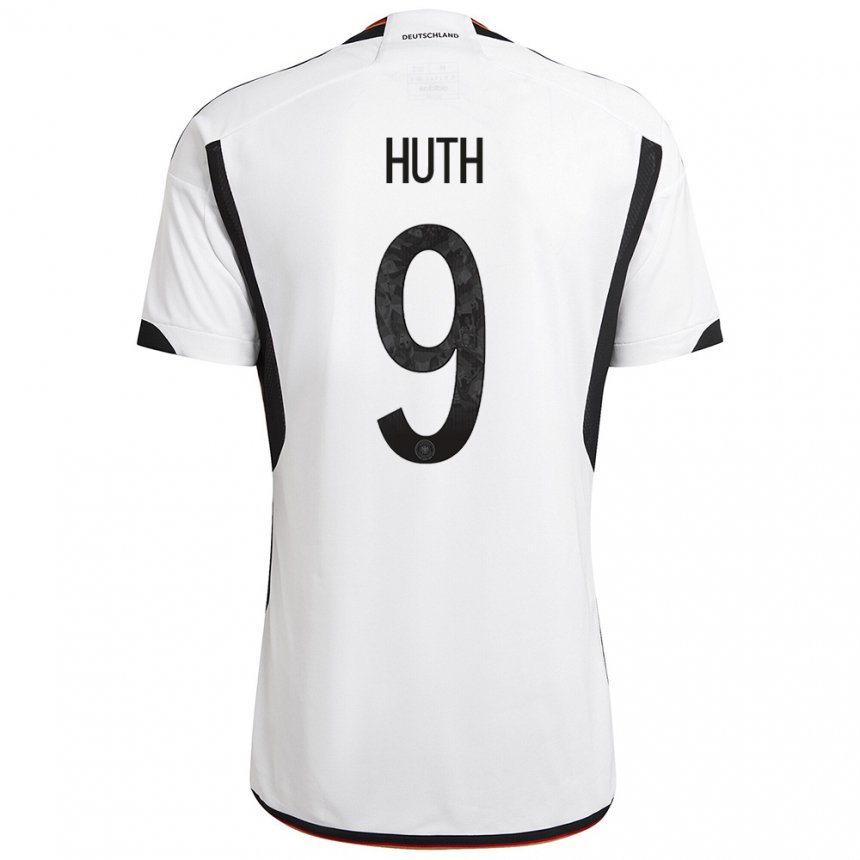 Herren Deutsche Svenja Huth #9 Weiß Schwarz Heimtrikot Trikot 22-24 T-shirt Belgien