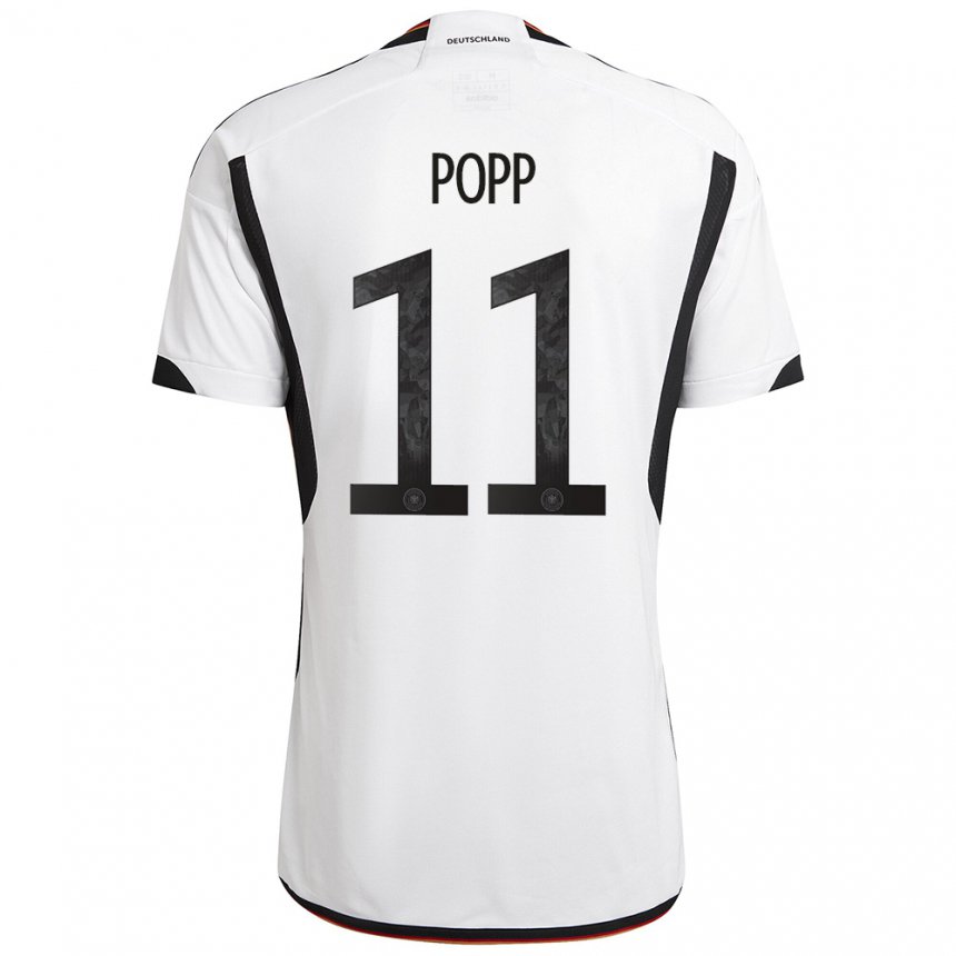 Herren Deutsche Alexandra Popp #11 Weiß Schwarz Heimtrikot Trikot 22-24 T-shirt Belgien