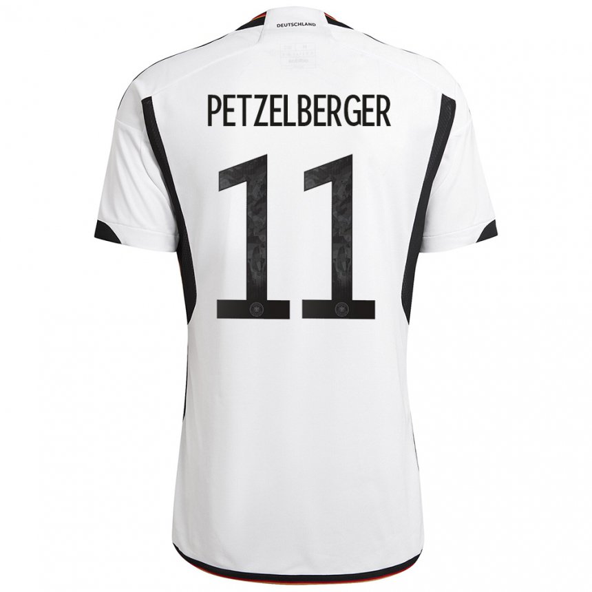 Homme Maillot Allemagne Ramona Petzelberger #11 Blanc Noir Tenues Domicile 22-24 T-shirt Belgique