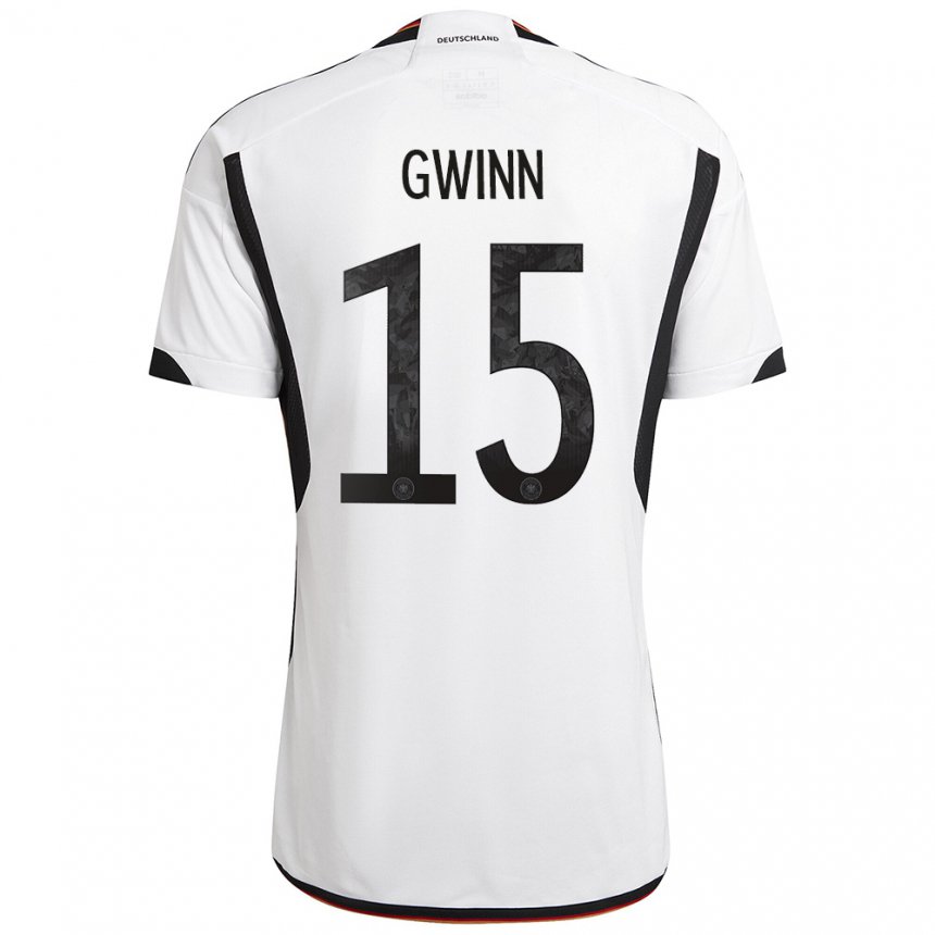 Herren Deutsche Giulia Gwinn #15 Weiß Schwarz Heimtrikot Trikot 22-24 T-shirt Belgien