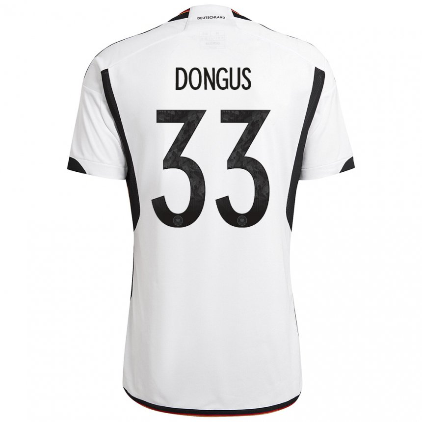 Herren Deutsche Fabienne Dongus #33 Weiß Schwarz Heimtrikot Trikot 22-24 T-shirt Belgien
